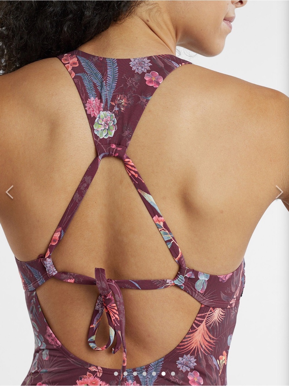 Title Nine Selkie High Neck One Piece Swimsuit Botanique Burgundy Floral Small